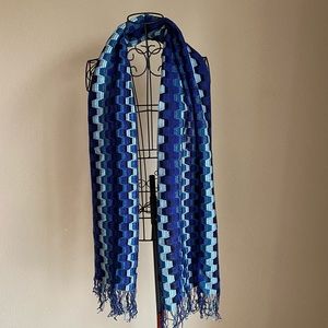 Missoni Orange Label Box Chevron Scarf Blue
